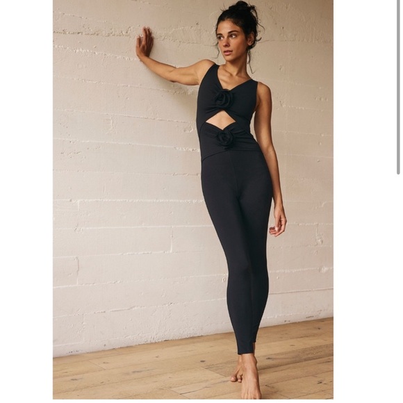 FP Movement Rosette Onesie One-Piece Black Yoga Workout Jumpsuit S - Picture 2 of 15